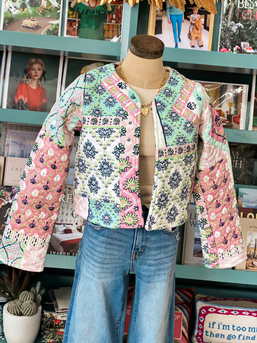 ジャケット・アウター eaphi leaf pattern 2way quilting coat Women Floral Quilted Jacket Long Sleeve Button Down Loose
