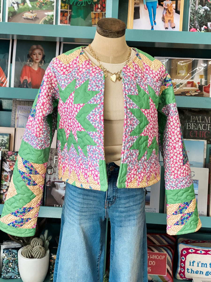 Ida Mae Adeline Patchwork Green Quilted Cropped Jacket – Bungalow 123
