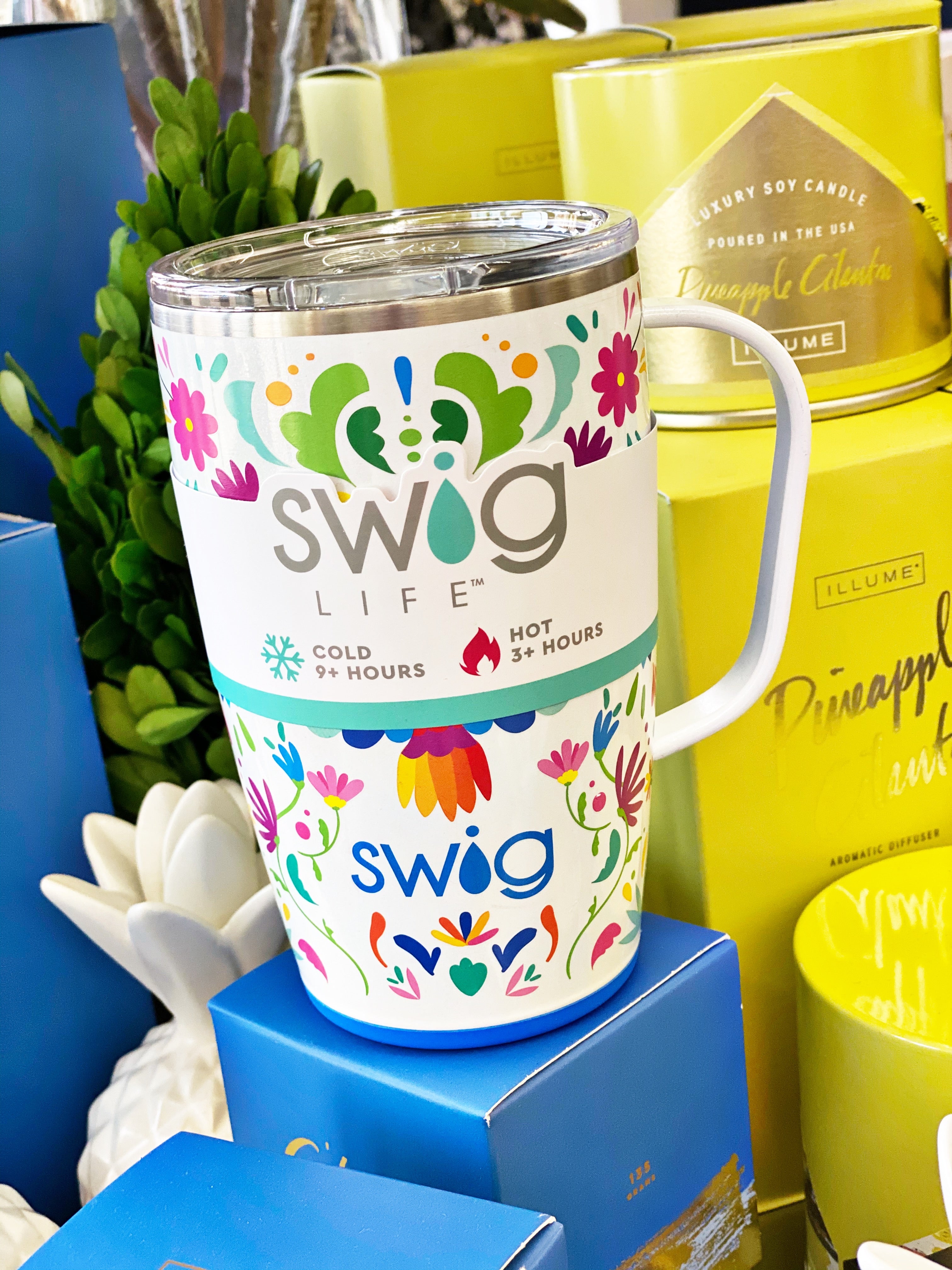 Swig 18oz Travel Mug, Insulated Tumbler with Handle and Lid, A Party Animal